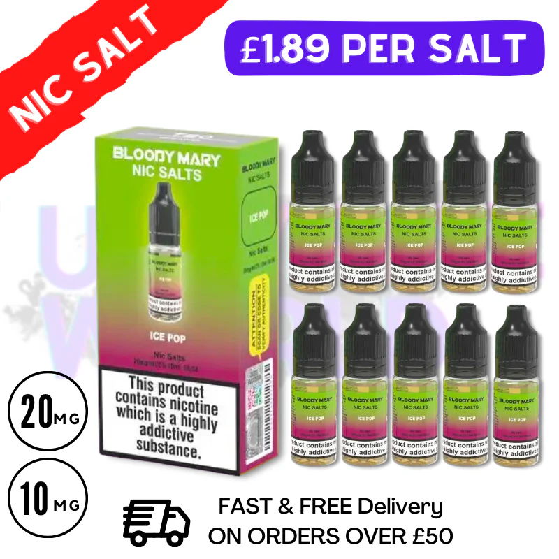 ICE POP Bloody Mary Nic Salt Box of 10