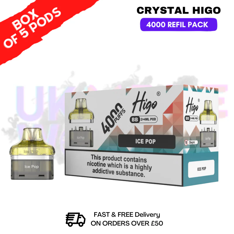ICE POP Crystal Higo 4000 REFIL Pods BOX OF 5