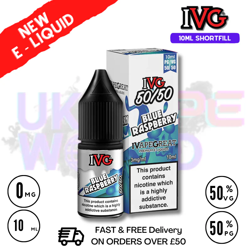 IVG 50/50 Blue Raspberry 10ml E Liquid - ONLY £1.99