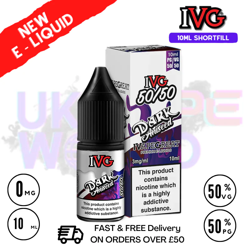 IVG 50/50 Dark Aniseed 10ml E Liquid - ONLY £1.99