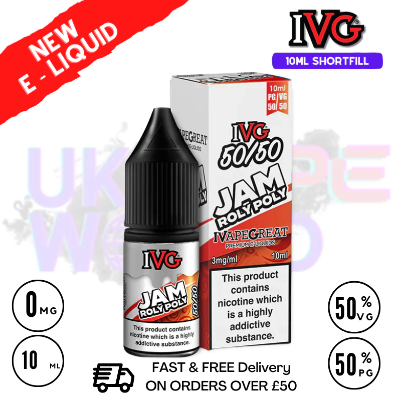 IVG 50/50 Jam Roly Poly 10ml E Liquid - ONLY £1.99