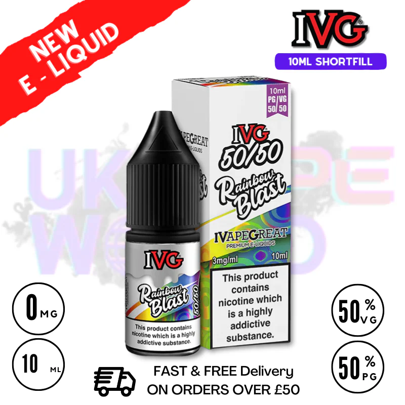 IVG 50/50 Rainbow Blast 10ml E Liquid - ONLY £1.99