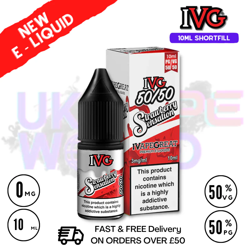 IVG 50/50 Strawberry Sensation 10ml E Liquid - ONLY £1.99