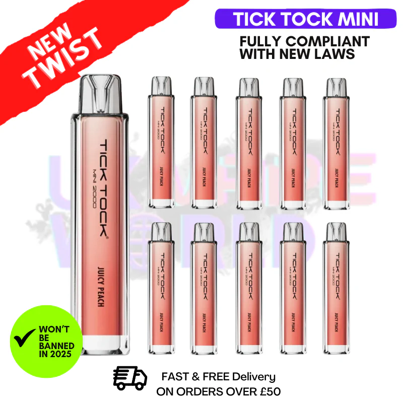 Juicy Peach Tick Tock Mini 2000 Box Of 10