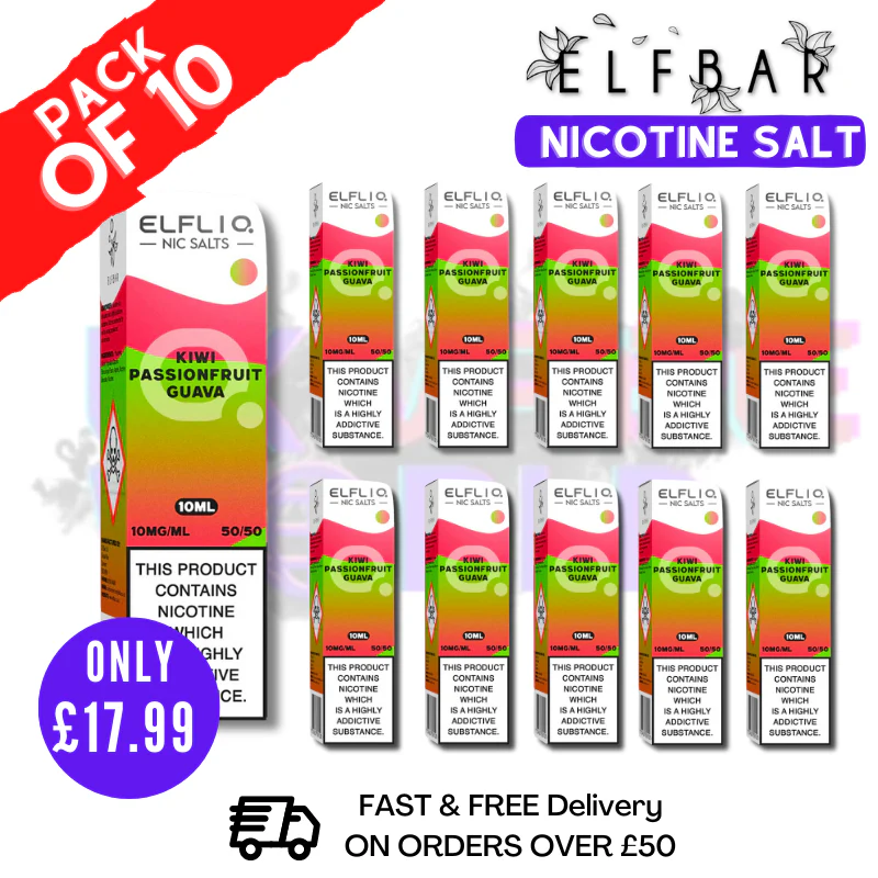 Kiwi Passion Fruit Guava ElfLiq Nic Salt BOX OF 10 - ONLY £17.99