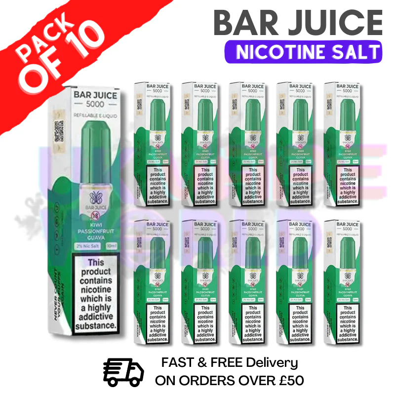 Kiwi Passionfruit Guava Bar Juice 5000 Nic Salt | Box of 10