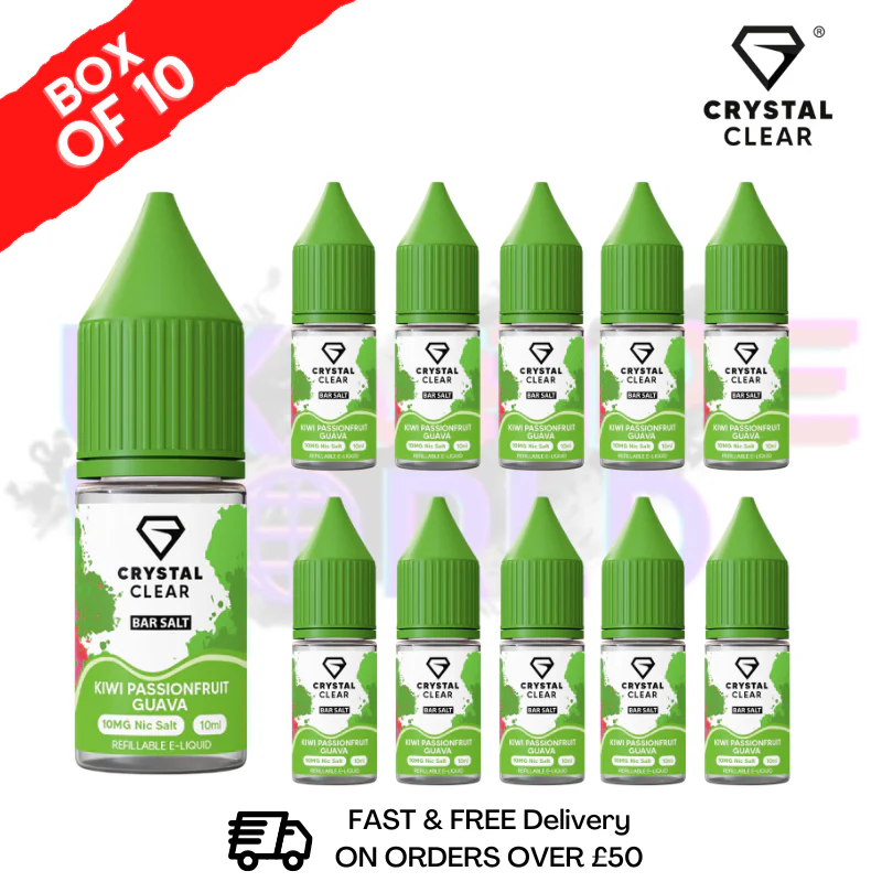 Kiwi Passionfruit Guava Crystal Clear Nic Salt Box Of 10 - Only £17.99