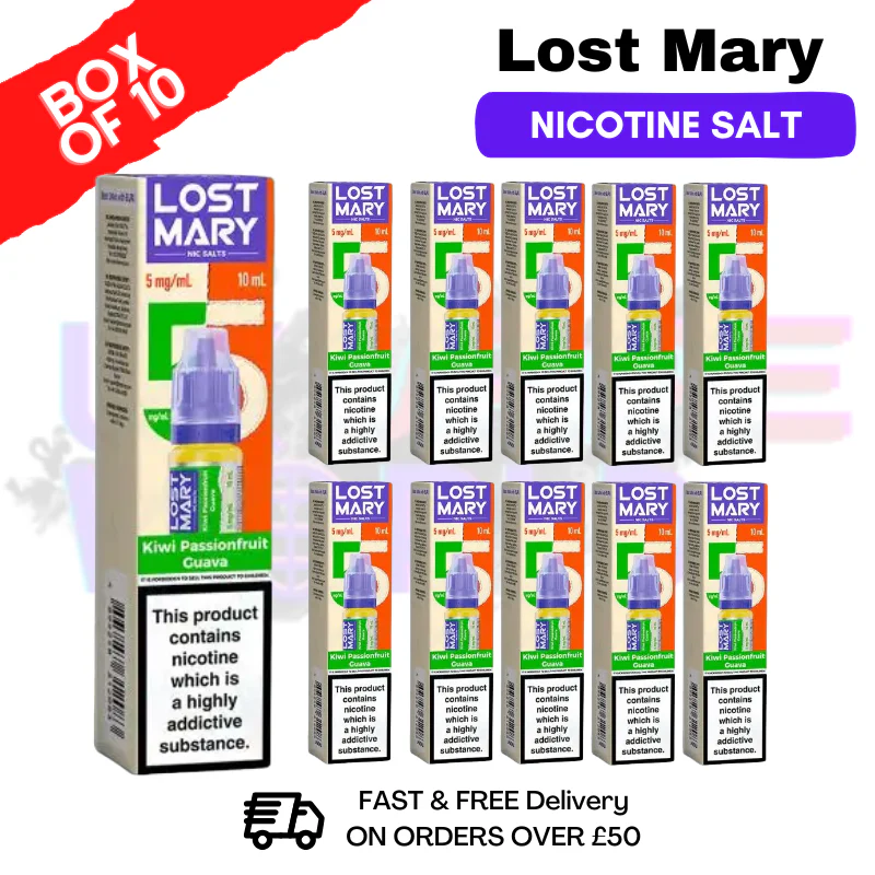 Kiwi Passionfruit Guava Lost Mary Nic Salt BOX OF 10