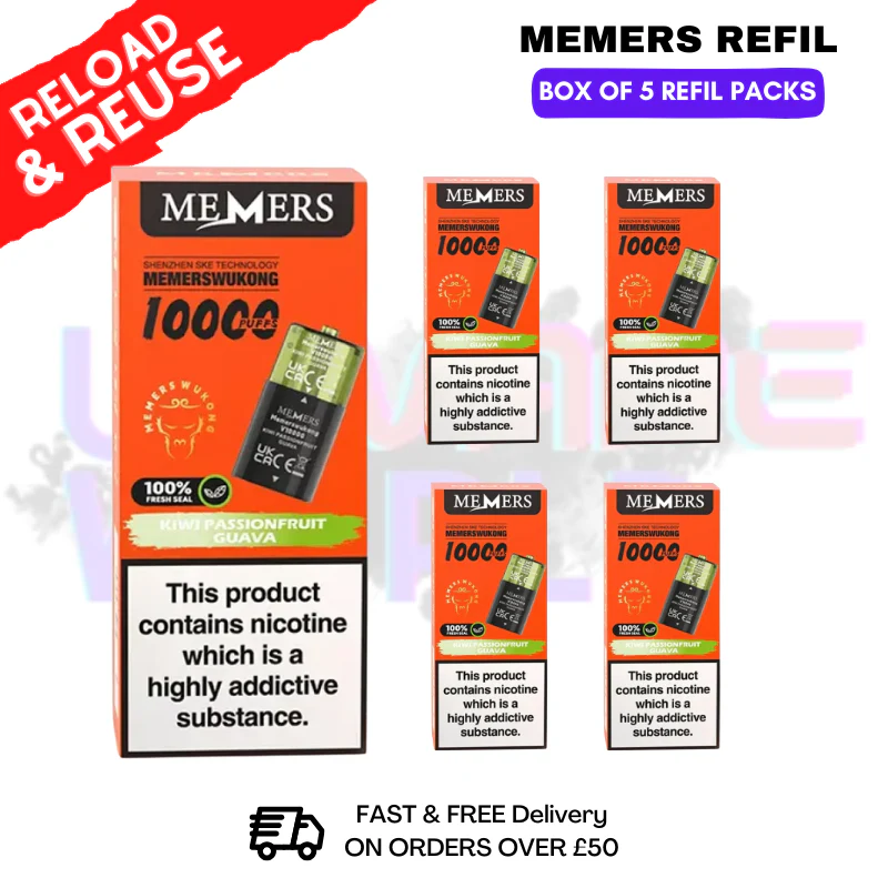 Kiwi Passionfruit Guava Memers V10000 Replacement Pods Box of 5