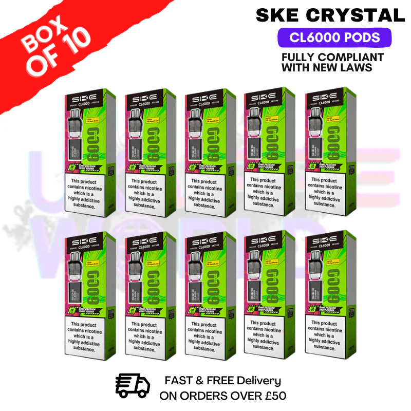 Kiwi Passionfruit Guava SKE Crystal CL6000 Prefilled Pod Box Of 10