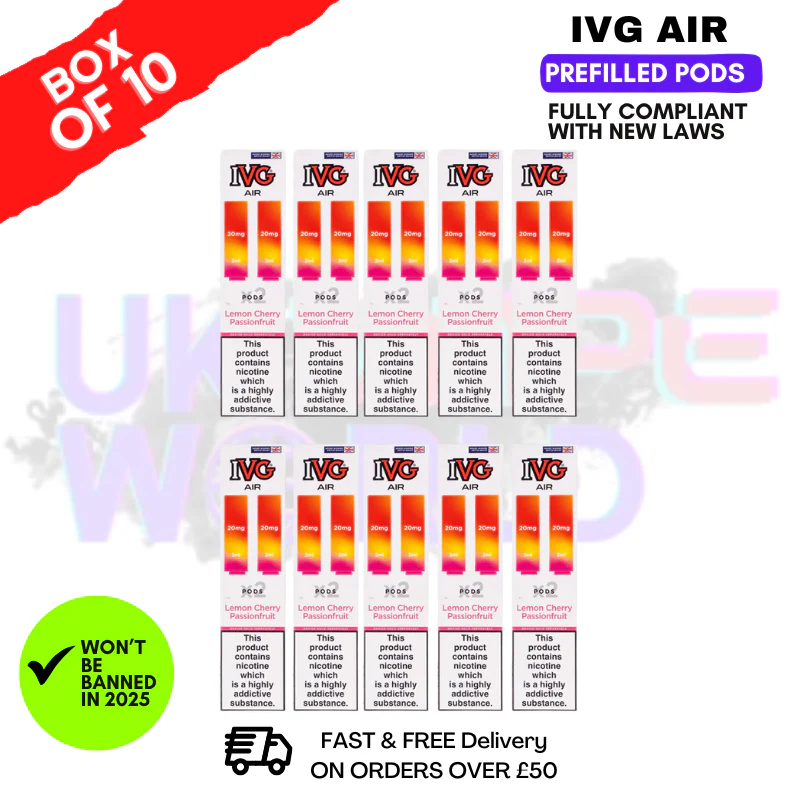 Lemon Cherry Passionfruit IVG AIR Prefilled Pod Box Of 10