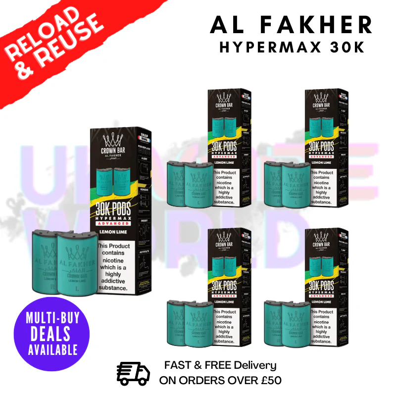 Lemon Lime AL Fakher 30K Box Of 5 Replacement Pods