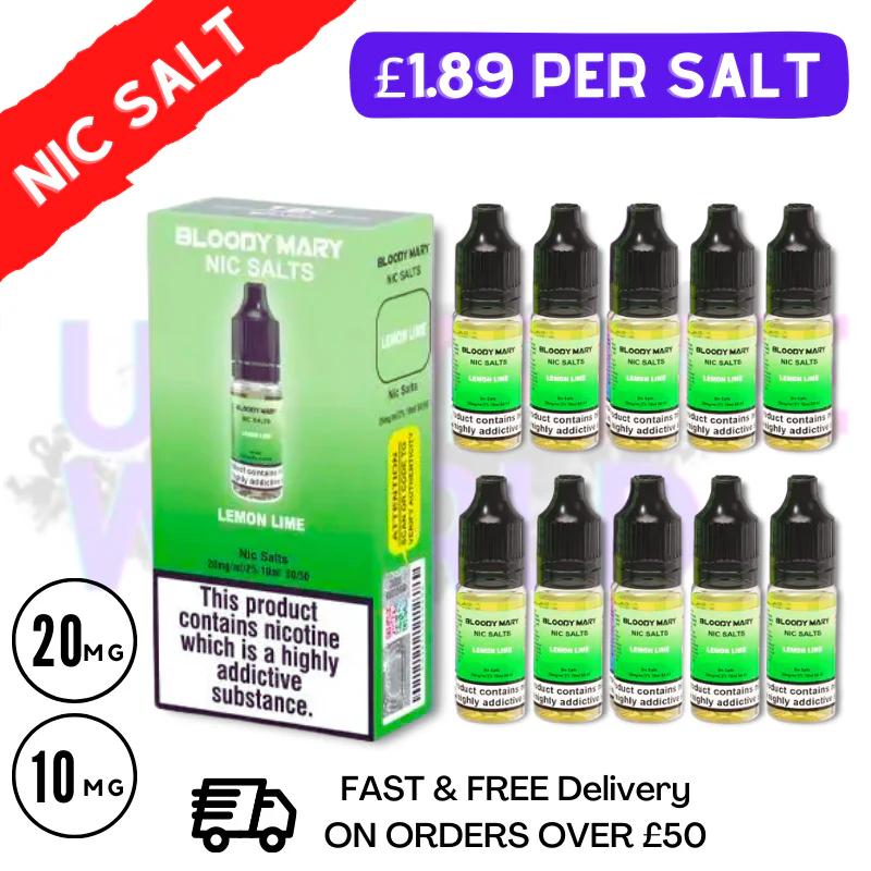 Lemon Lime Bloody Mary Nic Salt Box of 10