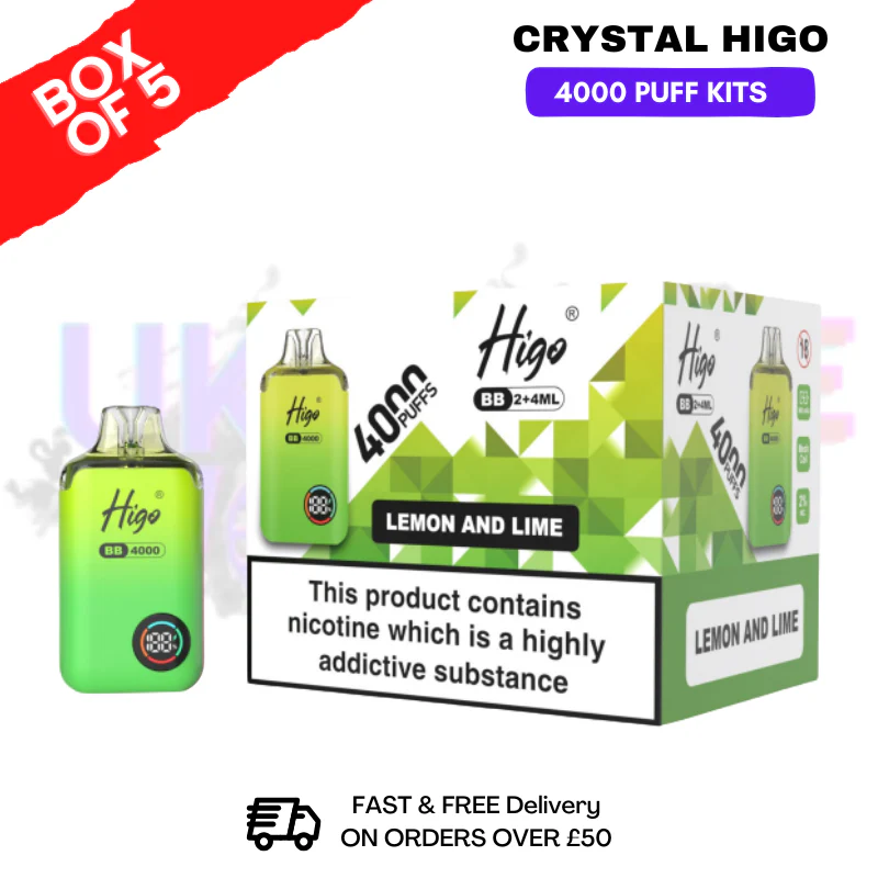 Lemon Lime Crystal Higo 4000 Pod Kits Box Of 5