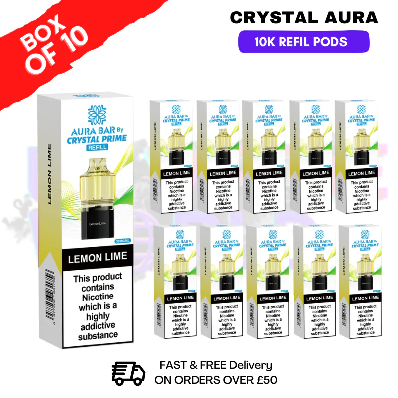 Lemon Lime Crystal Prime 10K Refil Pods Box Of 10