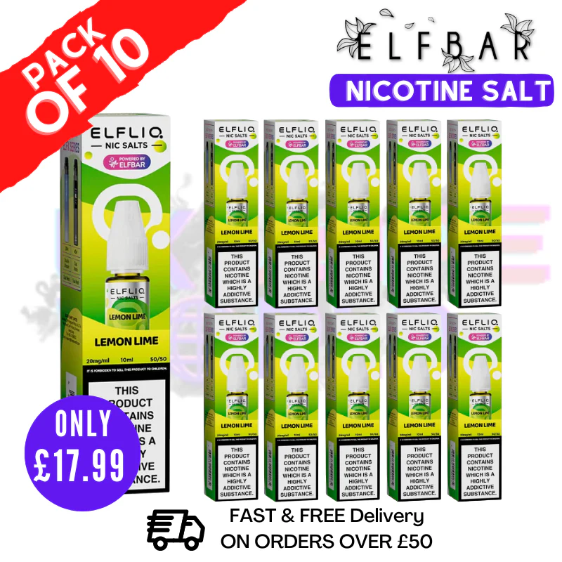 Lemon Lime ElfLiq Nic Salt BOX OF 10 - ONLY £17.99