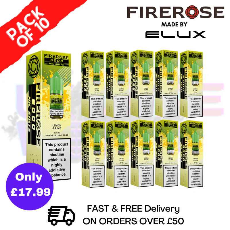 Lemon Lime Firerose 5000 Nic Salt Box Of 10