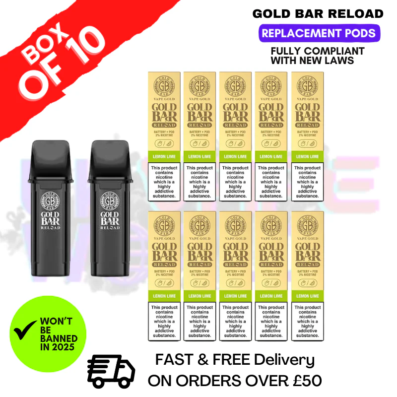 Lemon Lime Gold Bar Reload Prefilled Pods Box of 10