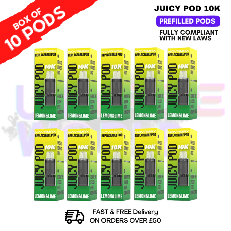 Lemon Lime Juicy Pod 10K Prefilled Pods Box Of 10