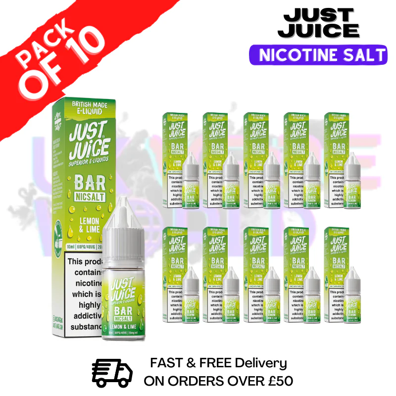 Lemon Lime Just Juice Nic Salt Box Of 10 - ONLY £17.99