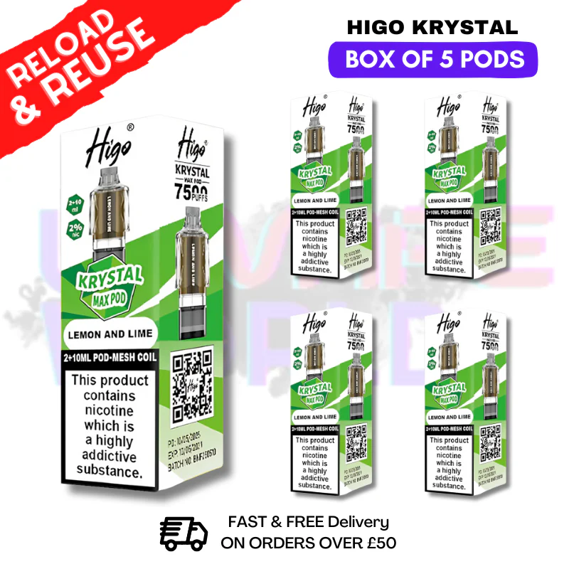 Lemon Lime Krystal Higo Max Replacement Pods BOX OF 5