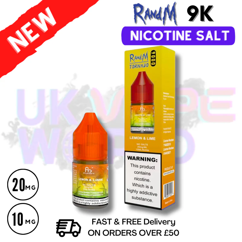 Lemon Lime RandM Tornado 9000 Nic Salt 10ml eLiquid - £1.99