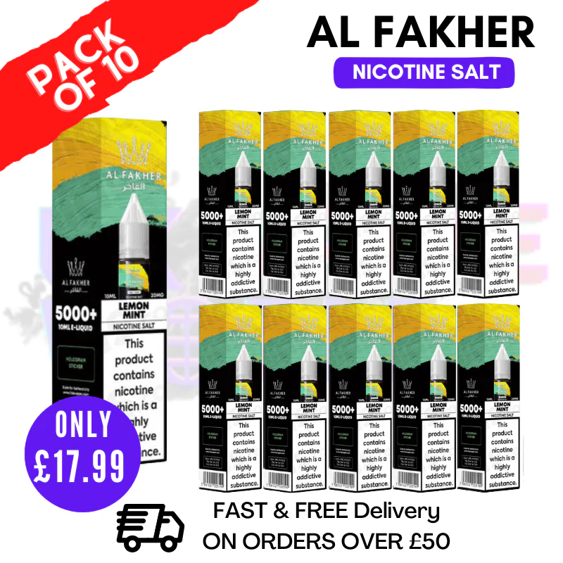 Lemon Mint Al Fakher 5000+ Nic Salt BOX OF 10