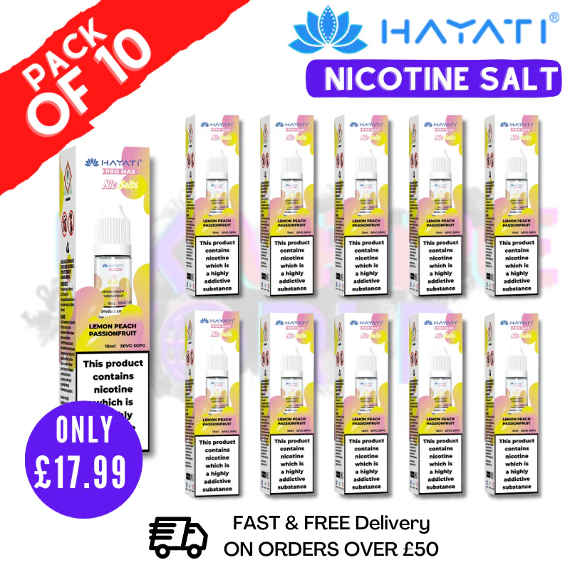 Lemon Peach Passionfruit Hayati Pro Max Nic Salt Box Of 10