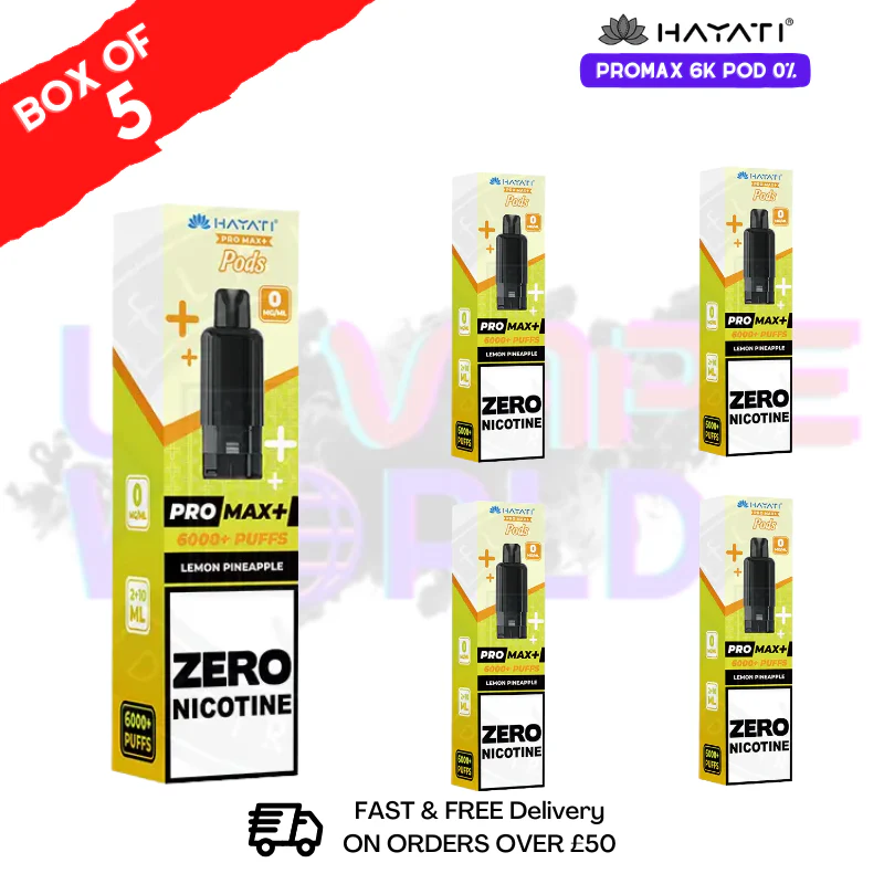 Lemon Pineapple Hayati Pro Max 6000 ZERO NICOTINE Box of 5