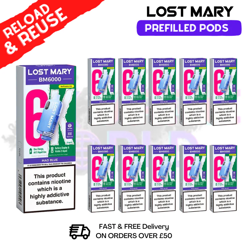 Mad Blue Lost Mary BM6000 Replacement Pods BOX OF 10