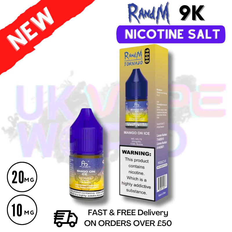 Mango On ICE RandM Tornado 9000 Nic Salt 10ml eLiquid - £1.99