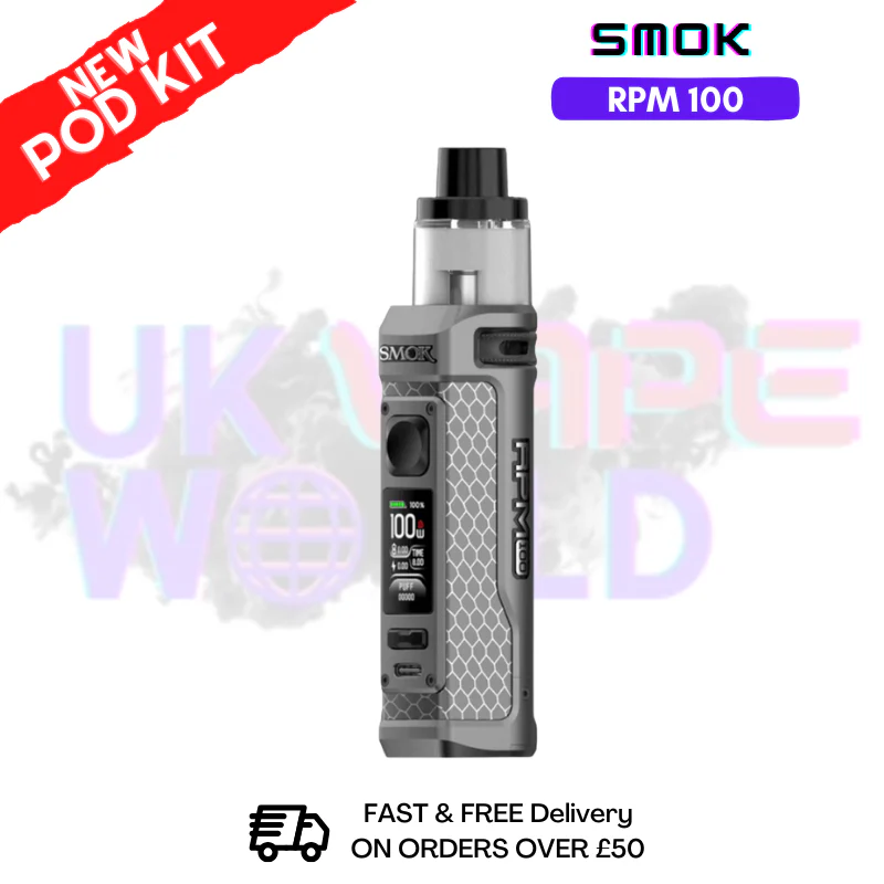 Matte Gun Metal Smok Rpm 100 Pod Kit + Free Nic Salt