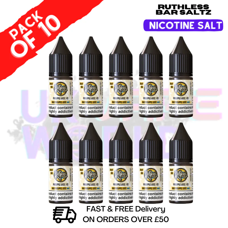 Maui Pineapple Juice On Ice Ruthless Nic Salt Eliquid Box Of 10