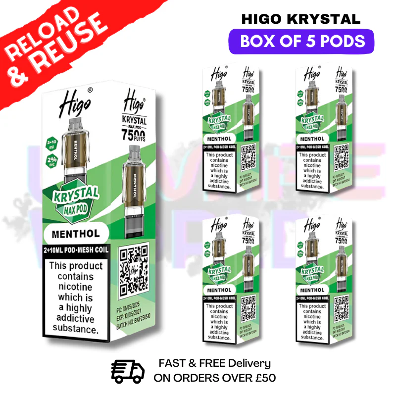 Menthol Krystal Higo Max Replacement Pods BOX OF 5