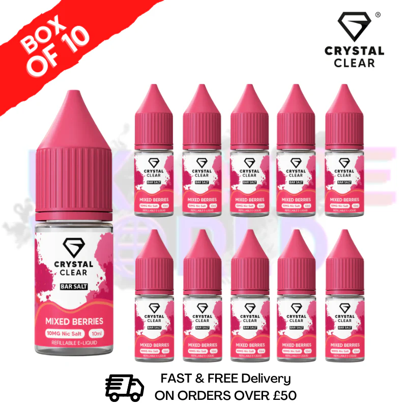 Mixed Berries Crystal Clear Nic Salt Box Of 10 - Only £17.99