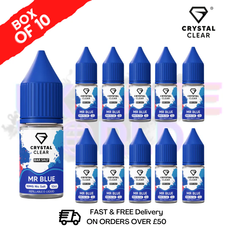 Mr Blue Crystal Clear Nic Salt Box Of 10 - Only £17.99