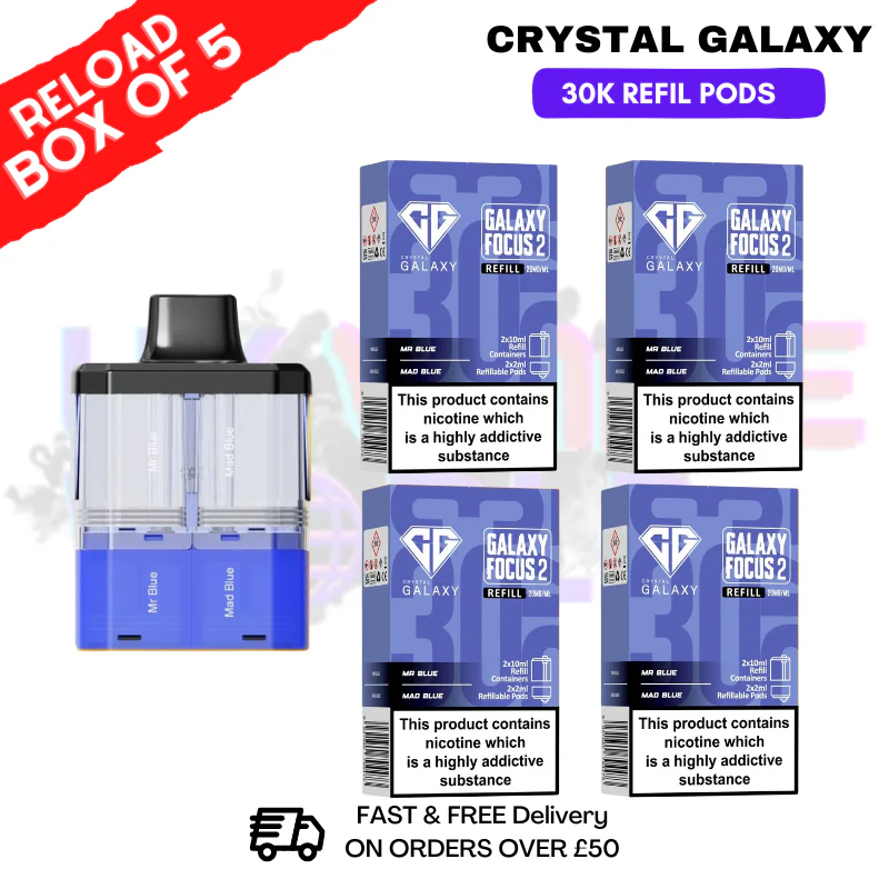 Mr Blue Crystal Galaxy 30K Replacement Pods Box Of 5