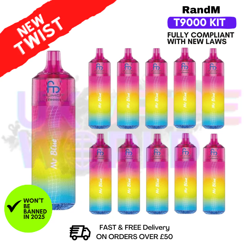 Mr Blue Randm T9000 Puffs Box Of 10