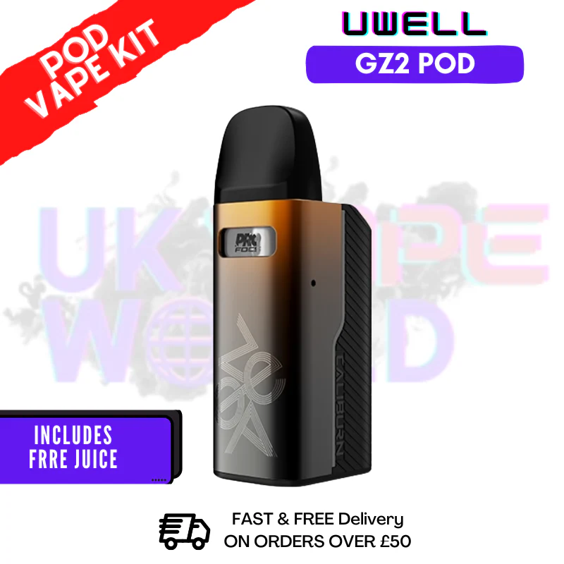 Orange Black Uwell Caliburn GZ2 Pod Kit + Free Nic Salt