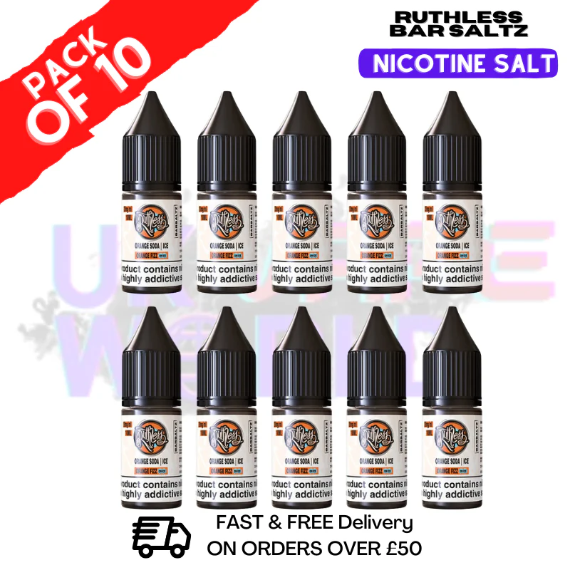 Orange Fizz On Ice Ruthless Nic Salt Eliquid Box Of 10
