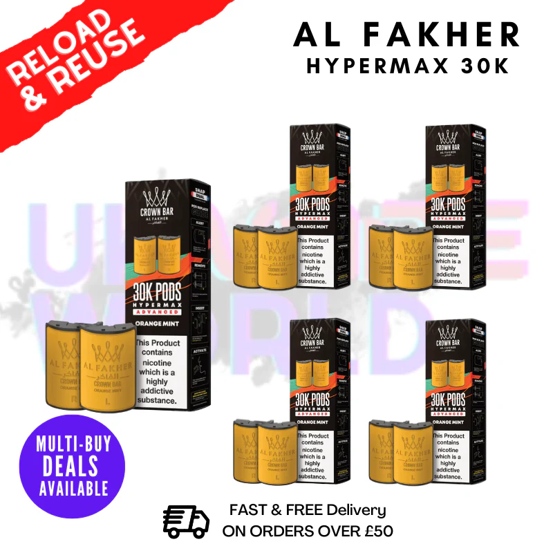 Orange Mint AL Fakher 30K Box Of 5 Replacement Pods