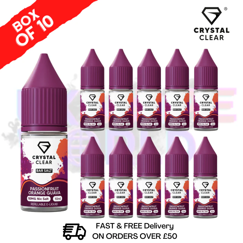 Passionfruit Orange Guava Crystal Clear Nic Salt Box Of 10 - Only £17.99