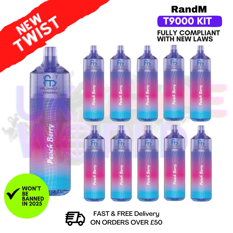 Peach Berry Randm T9000 Puffs Box Of 10