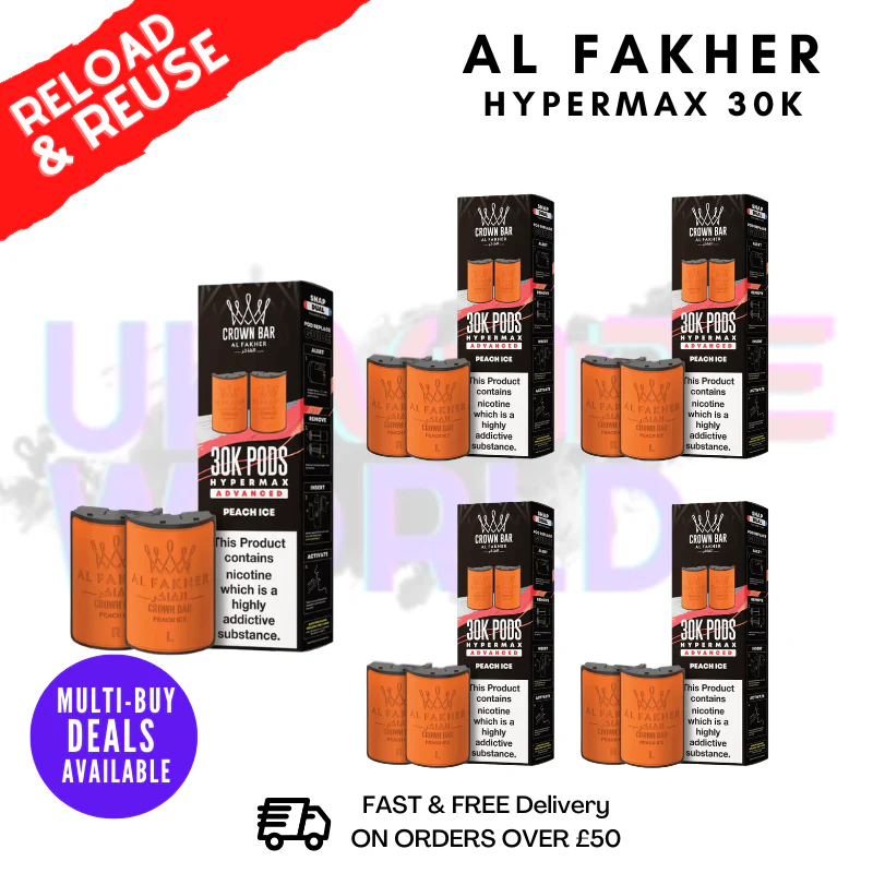 Peach ICE AL Fakher 30K Box Of 5 Replacement Pods