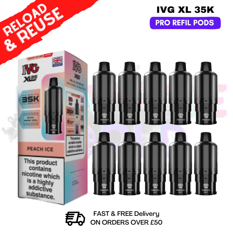 Peach ICE IVG XL 35K Replacement Pods Box Of 10