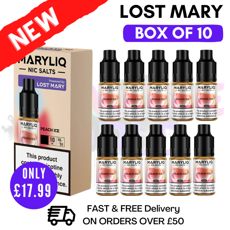 Peach Ice MaryLiq Nic Salt BOX OF 10