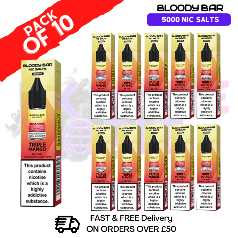 Peach Mango Bloody Bar 5000 Bar Salt Box Of 10