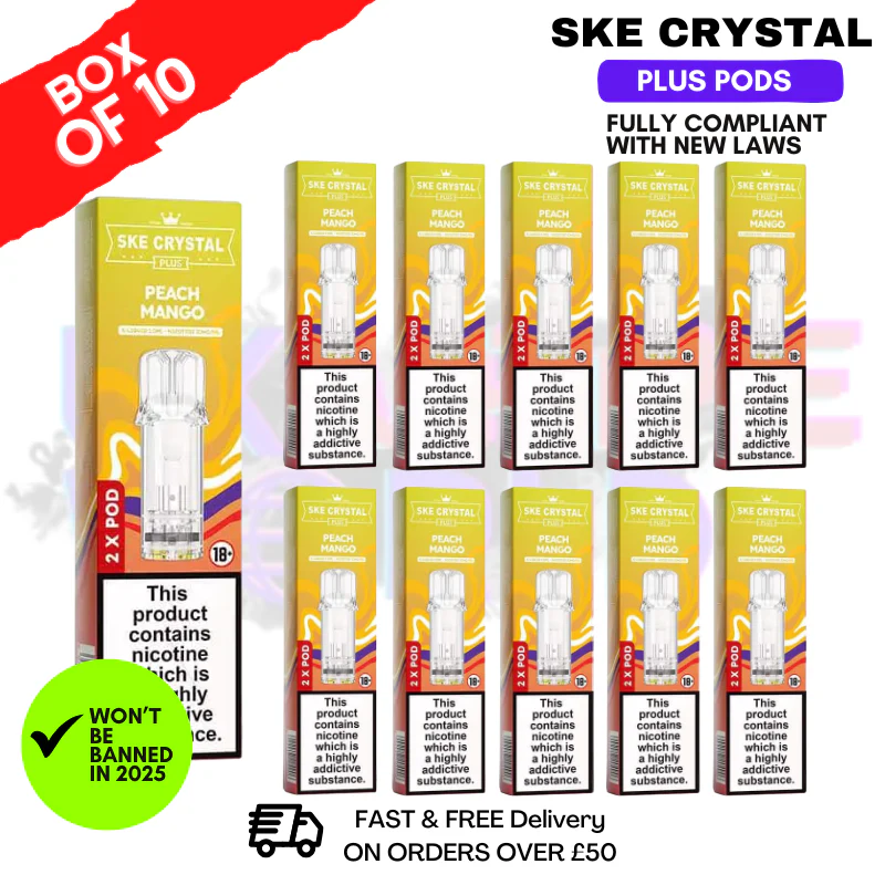 Peach Mango SKE Crystal Plus Prefilled Pod Box Of 10