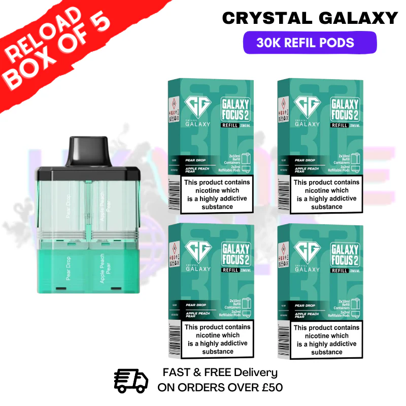 Pear Drop Crystal Galaxy 30K Replacement Pods Box Of 5