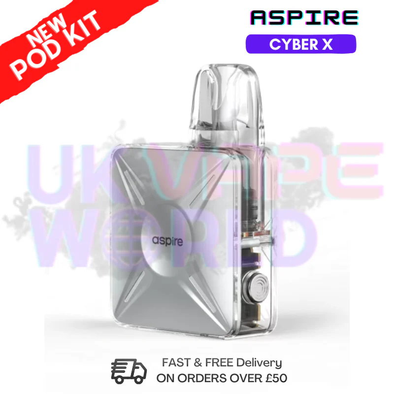 Pearl silver Aspire Cyber X Pod Kit + Free Nicsalt